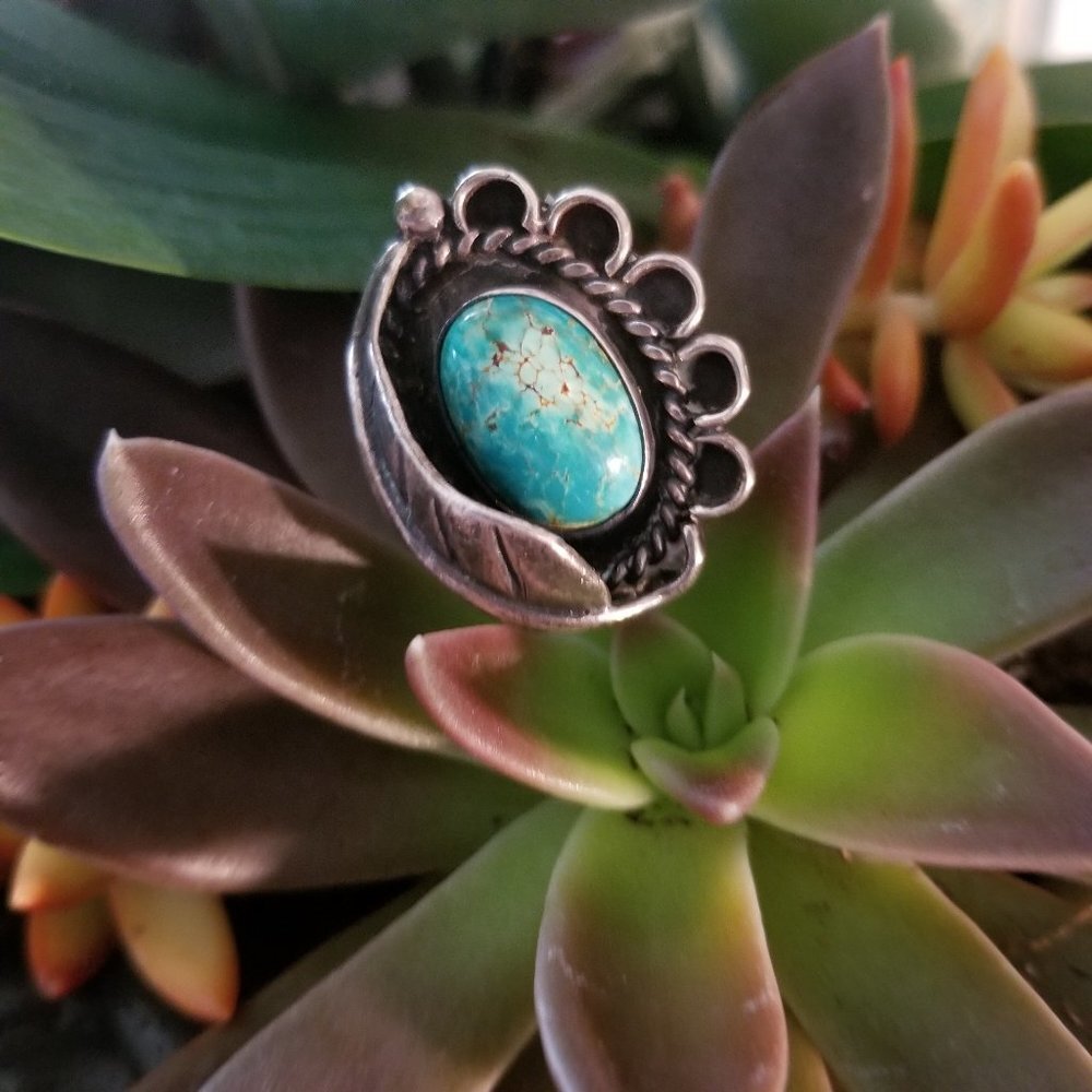 Turquoise And Silver Statement Ring - image 3